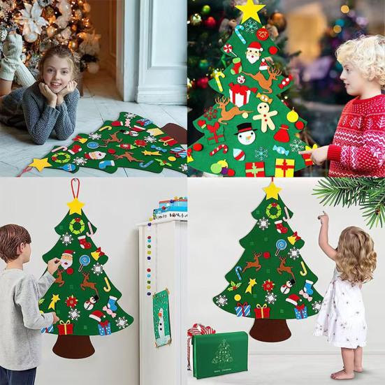 DIY Felt Christmas Tree with Detachable Ornaments Interactive Holiday Activity for Kids To Develop Motor Skills Wall Hanging Decor for Bedroom