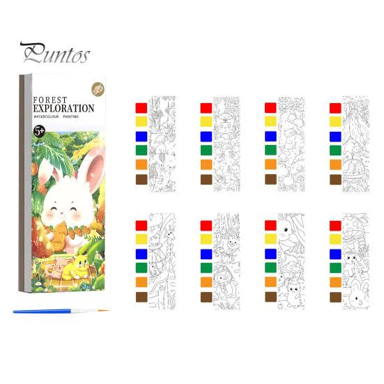 

1/7 шт. Книга для рисования акварелью, детская закладка для книг своими руками, забавная книга для рисования с 21 уникальным узором, 6 ярких оттенков акварельной живописи E