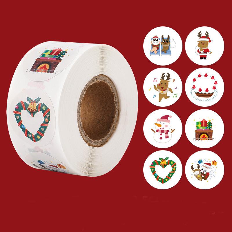 100-500pcs Merry Christmas Snowman Sticker Christmas Party Decor Sticker New Year Gift Box Sealed Baking Cake Tag