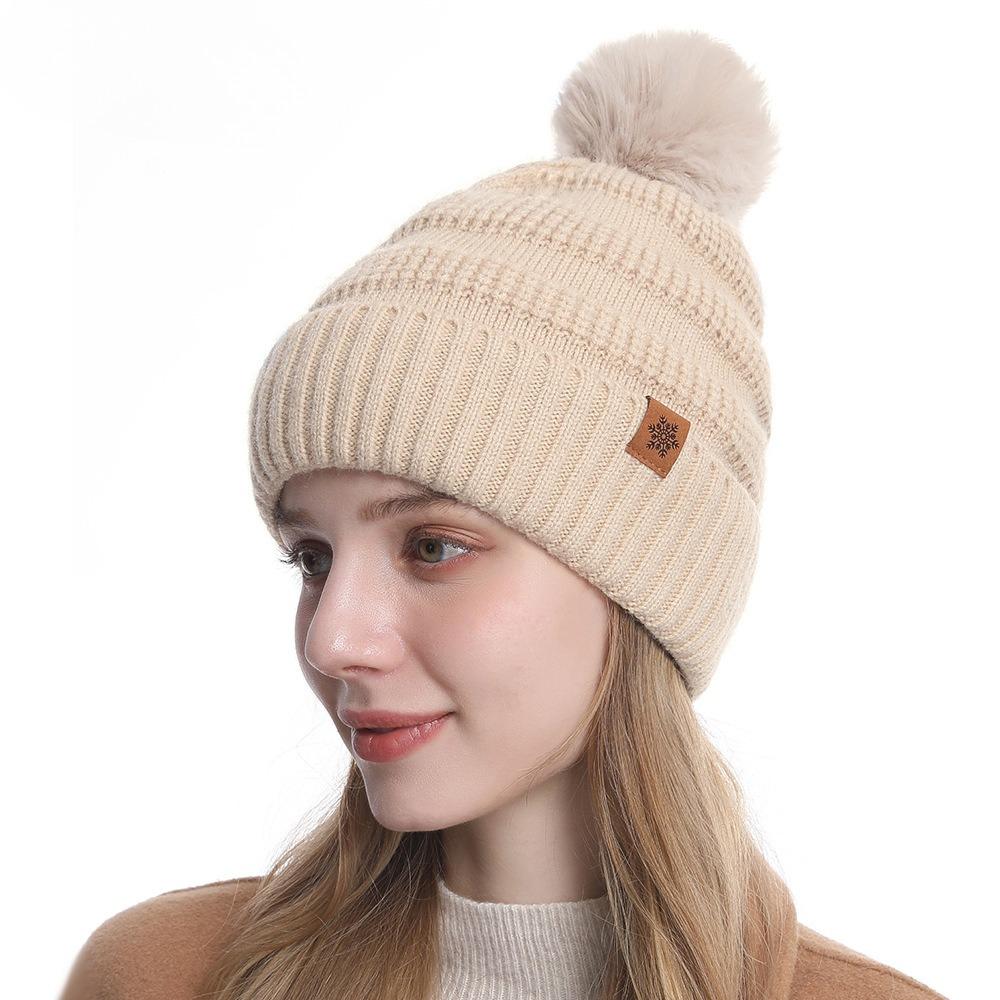 Ladies' Autumn Winter Knitted Hats Warm Outdoor Cold Resistant Woolen Pullover Hats Fashionable Comfortable Versatile Hats