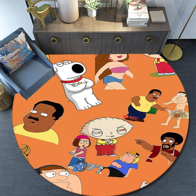 Family Guy Cartoon Pattern Round rug,Carpet Rug for Living Room Bedroom Playroom ,Non-slip Floor Mat,Holiday Gifts and Birthday Gifts.
