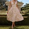 2026 Spring Women's Strapless Colorful Printed Evening Gown Dress - European and American Fashion