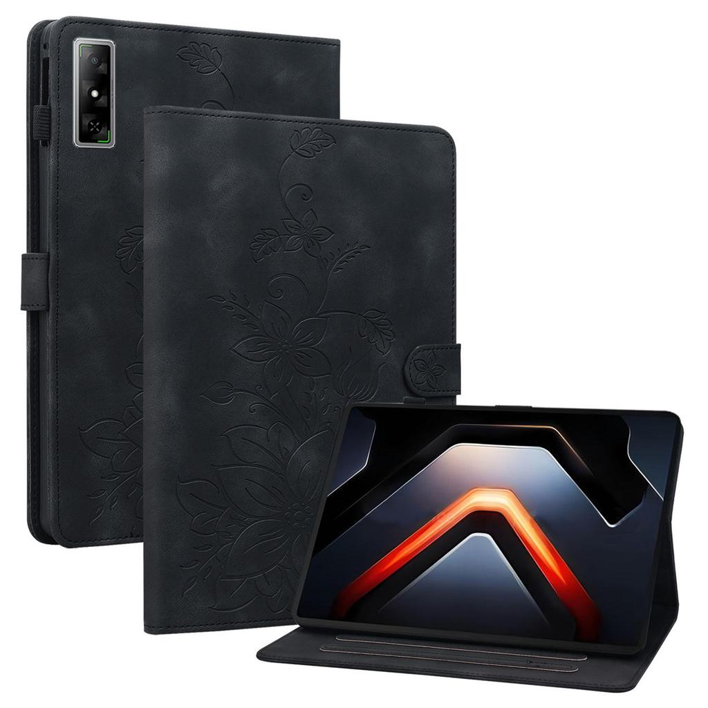 For Infinix Xpad GT Case Lily Flower Imprint Card Slots Leather Tablet Cover