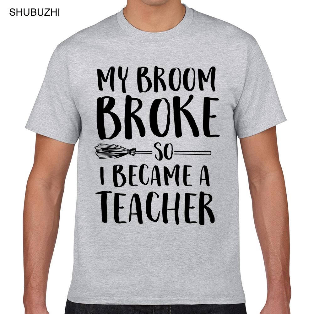 Верх Футболка Мужская Моя метла сломалась, поэтому я стал учителем Кавайные Надписи Принт Мужская Футболка S