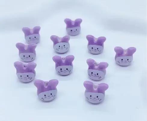 DW19 10PCS 12mm Cute Mini Cartoon Rabbit Beads Spacer Beads Charm Jewelry Making DIY Bracelet Necklace Material Accessories