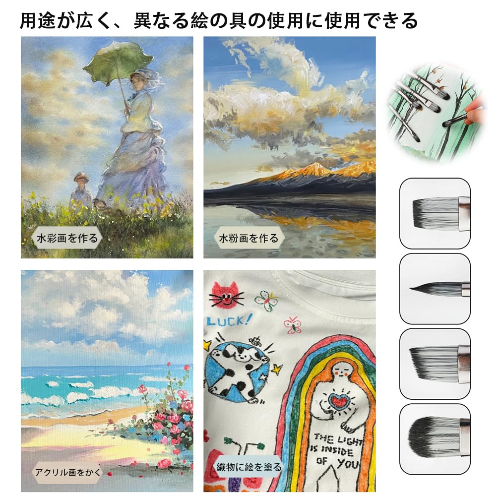 MILANQW Oil Painting Face Brushes for Plastic Model Watercolor Acrylic Japanese Flat and Round Soft Line Set and Brushes, Painting, Painting,