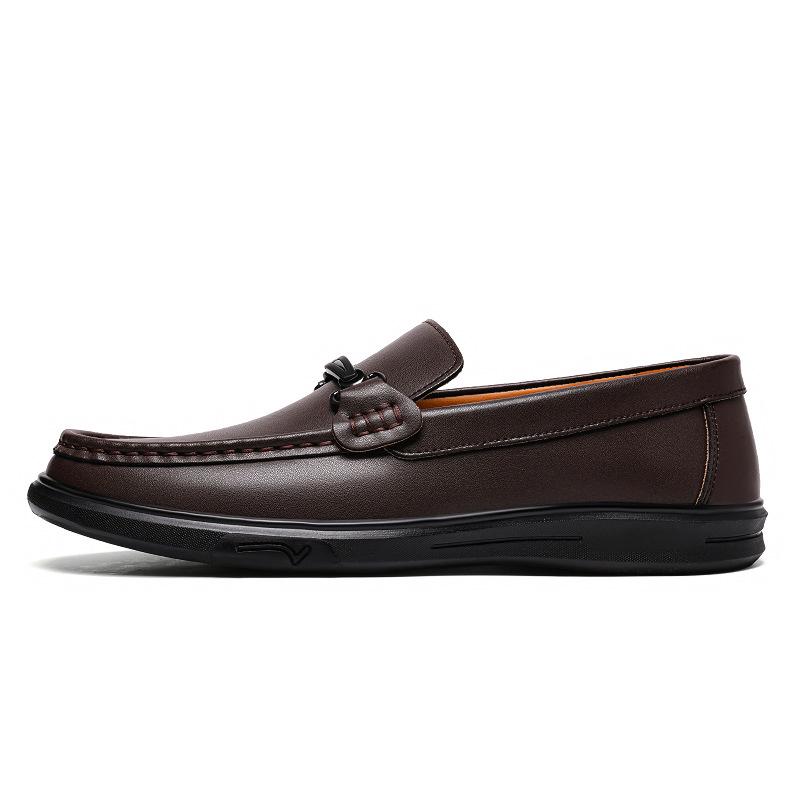 Men's Genuine Leather Loafers: Spring & Autumn British Style Slip-Ons, Business Casual, Rubber Sole, Large Size 47