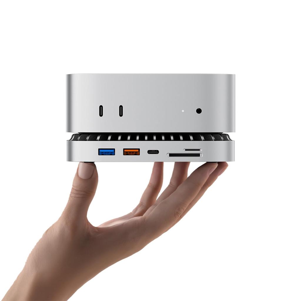 Mac Mini M4 Compatible Hub Hub SSD Expansion HDMI 4K 60Hz Data Port Card Slot Headphone Jack Port for 2024 Mac Mini Pro USB-C 10-in-1 -NVMe USB-C