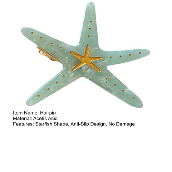 Girl Hairpin Dot Print Starfish Shape Hair Clip Anti-slip Teeth No Damage Hair Pin Summer Ocean Style Versatile Hair Accessory