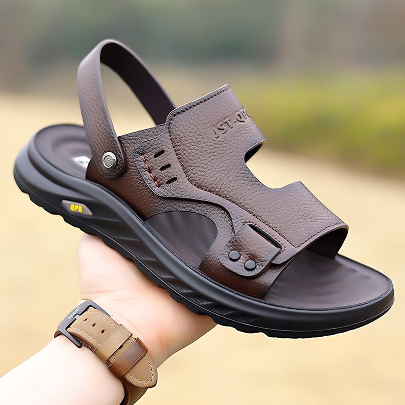 Summer new beach shoes men's sandals leather breathable open-toed sandals dual-purpose men's shoes casual cowhide sandals