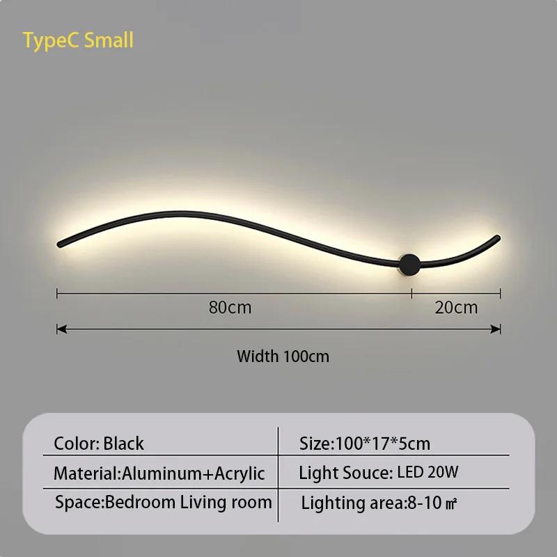Modern Led Wall Lamp Curved Line Wall Sconce Bedroom Bedside Stairs Living Dining Room Background Wall Decor Lighting Fixture