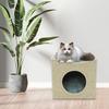 Foldable Double-deck Cat Condo Cube Indoor Cool Scratch Resistant Hiding Playing Cave with Scratch Pad for Cats