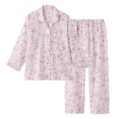 Gunze Langarm-Pyjama mit elastischem Ärmel- und Bein-Mesh Rosa Damen Löcher, Rücken,