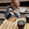 1L 304 Stainless Steel Camp Kettle Portable Outdoor Camping Pot with Removable Foldable Handle for Outdoor Cooking  Campfire
