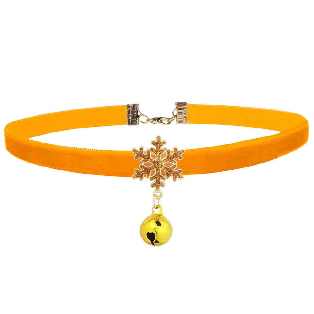 Samt Schneeflocken Anhänger Choker Halskette - Weihnachts Schmuck Accessoire mit Glocke Schlüsselbeinkette