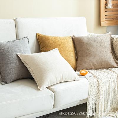Japanese Solid Color Chenille Pillow Living Room Sofa Cushion Cover Bedside Cushion Back Bedside Large Size Pillow