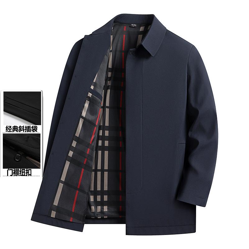 Medium and old cadre clothing men's autumn dad clothing medium and long jacket business casual solid color lapel administrative jacket