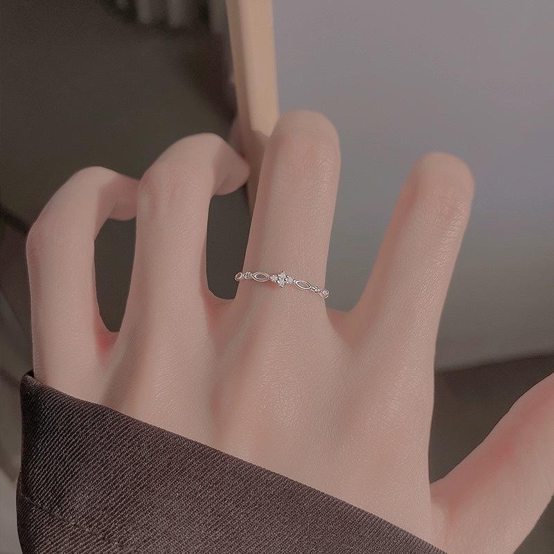 S925 Sterling Silver Gold-Plated Diamond Geometric Open Ring Female Design Niche Simple Bracelet High-Grade Light Luxury Tail Ring