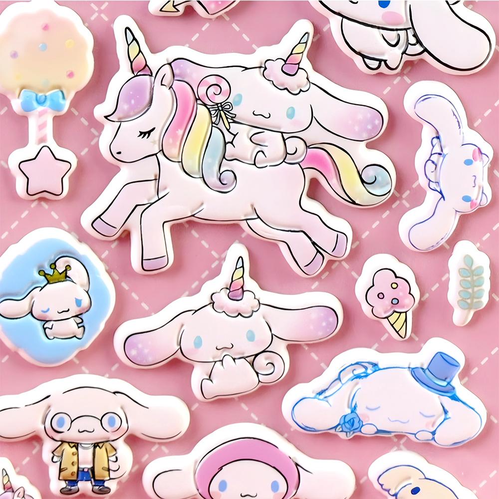4Pcs Funny Cute Sanrio Cartoon Cinnamoroll 3D Bubble Stickers Diy Laptop Phone Fridge Kawaii Decoration Puffy Decals Gifts