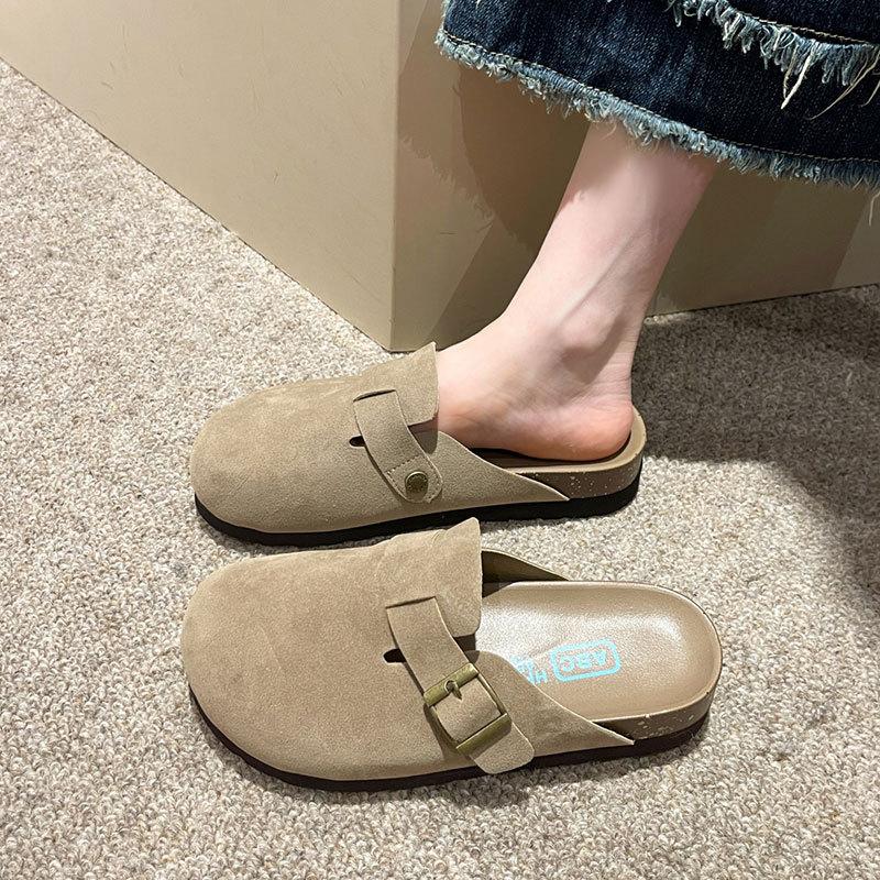 Women's Bag Head Half Slippers Women's Outer Wear Platform 2025 New Spring and Summer Single Shoes Retro One-pedal Sandals