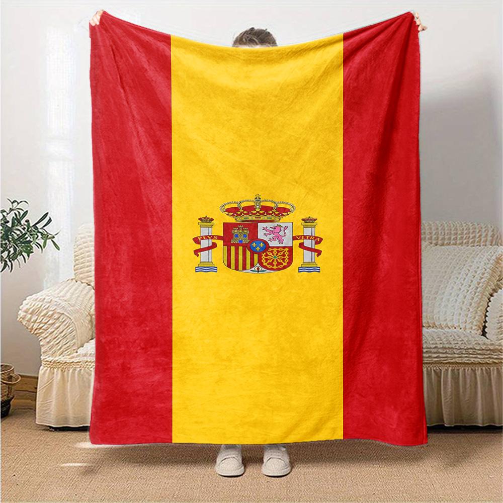 Spanish National Flag Flannel Blanket Super Soft Warm Cozy Blanket for Sofa Bed Office Travel All‑Season Home Decor Gift
