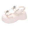 Fashion Summer Embed Rhinestone Wedges Sandals 7.5CM Ladies Beach Slippers High Heels Sandals Women Casual Platform Chunky Sandalias