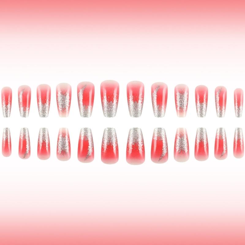 Press on Nail Ballerinas Coffin Fake Nail Designs Stick on Nail Full Cover False Nail Acrylic Glues on Nail for Womens