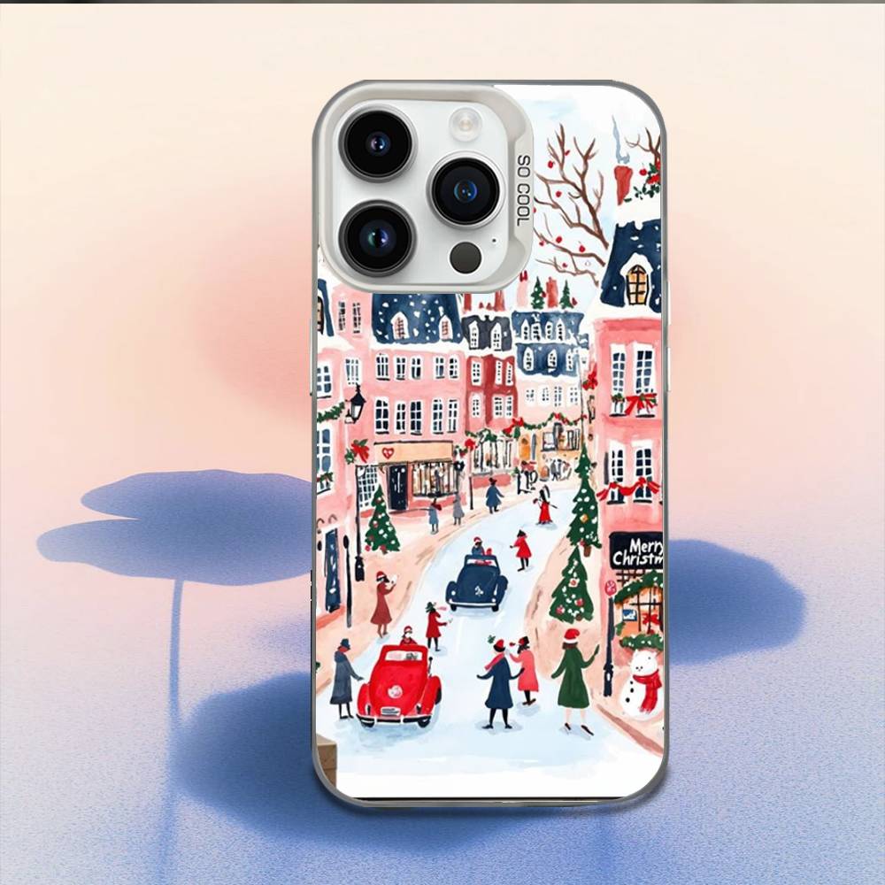 

Phone Case For iPhone 16,15,14,13,12,11,Mini,Pro,E,MAX Cartoon Christmas Style White Candy Matte Shockproof Cover iPhone13PRO