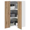 Hanging Corner Cabinet with Door Artisan Oak and White 57 X 57 X 100 Cm