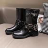Fashion New Trend Women Boots Retro Brown Belt Buckle Women's High Boots Western Cowboy Boots Fashion Temperament Boots Botas Para Mujer