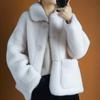 Autumn and Winter Collection of Lambskin Coat for Women Featuring Short Loose and Granular Lambskin Coat with Combination of Sheared and Fur