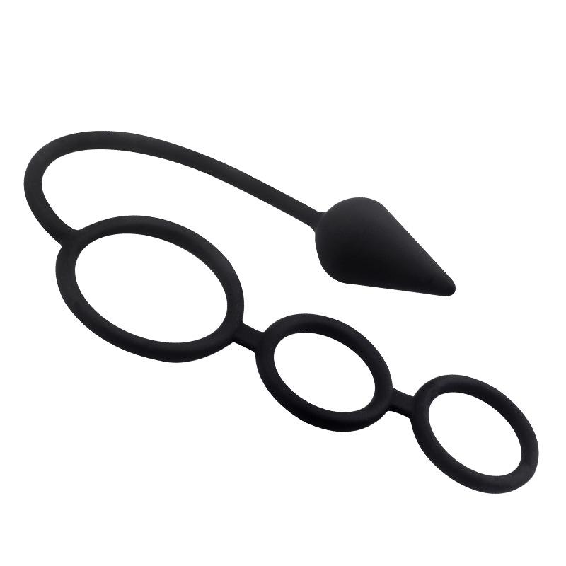Men Three Ring Lock Anal Time Plug Delay Prostate Massager Toys Sex