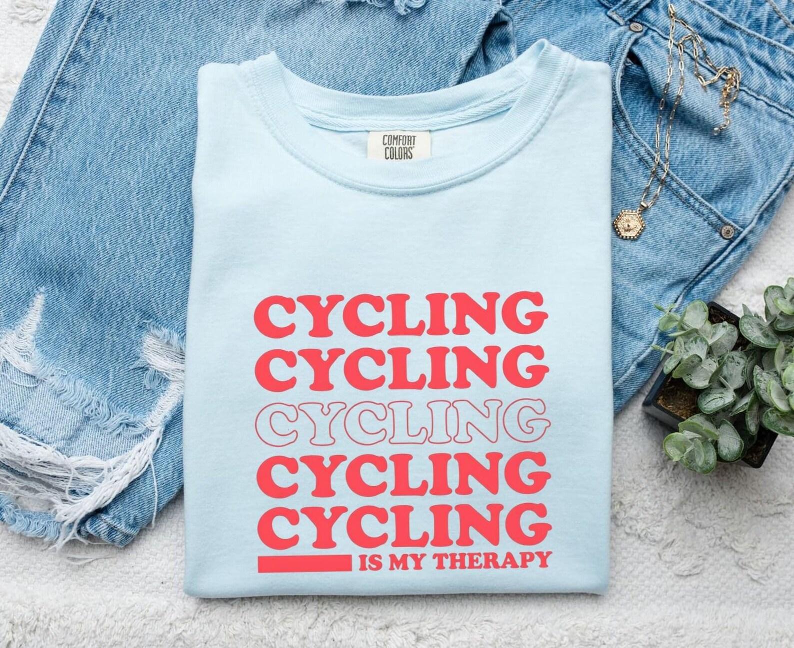 Bold Text Graphic Shirt Cycling Fitness Gift Women Retro Tee Typography T-Shirt Biker Enthusiast Distressed Tshirt Workout Graphic Design L