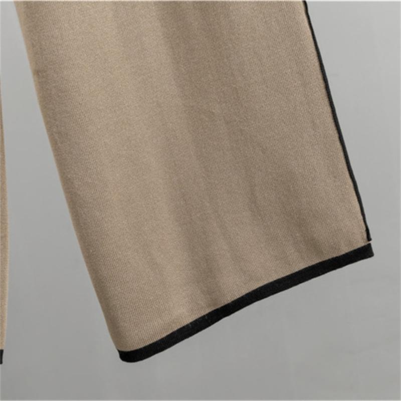 Damen Frühling und Herbst Mode Anzug Temperament Strickjacke Weitbein Hose Zweiteiliges Set