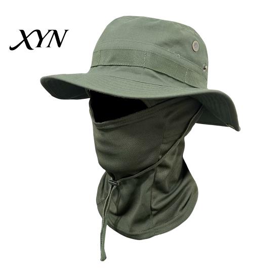 Quick-drying Hat Camouflage Sun with Balaclava Face Mask, UV Protection Men Wide Brim Hat, Breathable Bucket for Outdoor Fishing Hiking Cycling