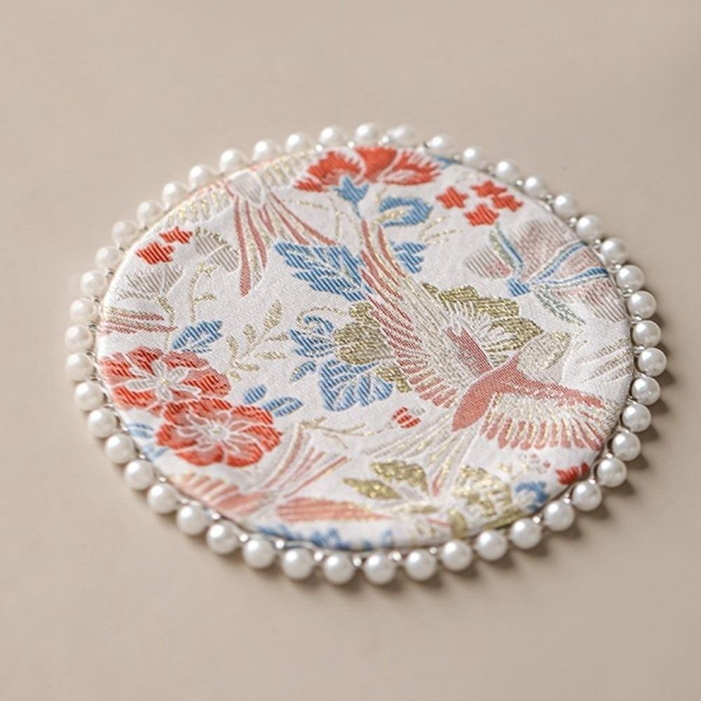 Cloth Pearls Edge Coaster Vintage Teapot Mat Swallow Brocade Cup Mat  Drinkware Accessories