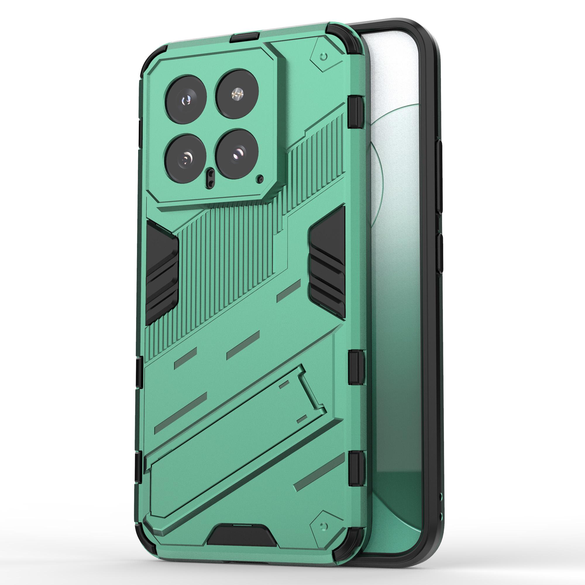 

For Xiaomi 14 Case Drop Resistant Protective Phone Cover with Kickstand Green