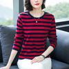 Women Plus Size Striped Long Sleeve T-Shirt O-Neck Cotton Loose Casual Fall Basic Base Top M-5XL