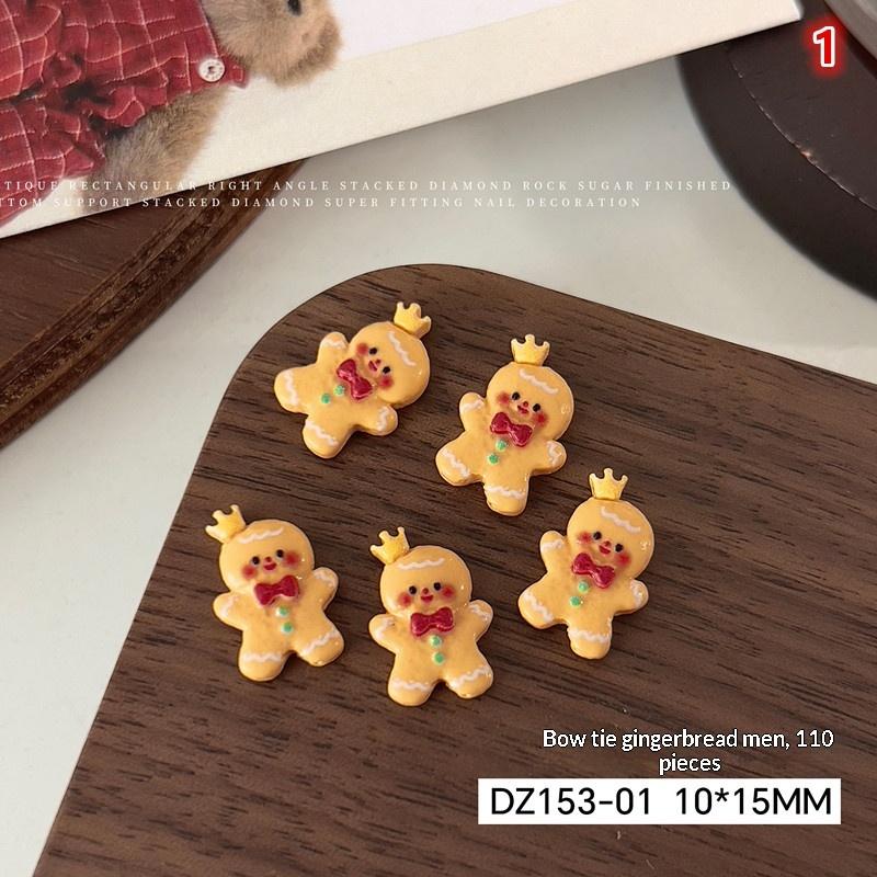 10 ks Kawaii Vánoční perníček los pryskyřičné ozdoby na nehty kreslené kreativní žlutý medvídek sněhulák dekorace na nehty DIY nehty