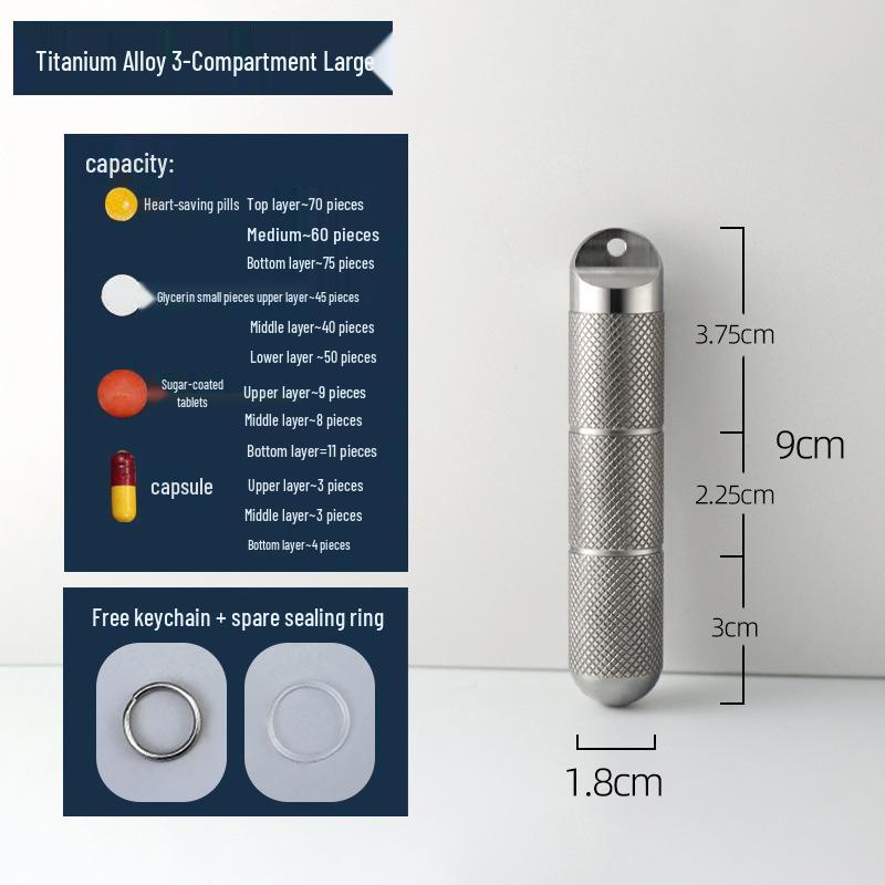 Compact Titanium Non-slip Pill Box - Multi-compartment, Waterproof, Moisture-proof, Perfect for On-the-go Storage