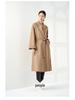 100% Pure Cashmere Water Ripple Double-Faced Wool Coat with Belt - Women's Outerwear