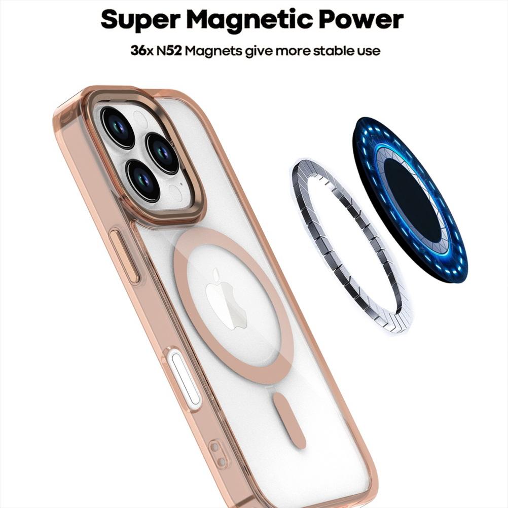 Výkonný magnetický kroužek MagSafe s kovovými knoflíky na objektivu, průhledné pouzdro pro iPhone 16 Pro Max 15 Pro Max 14 Pro 13 12 11 Ochranný kryt