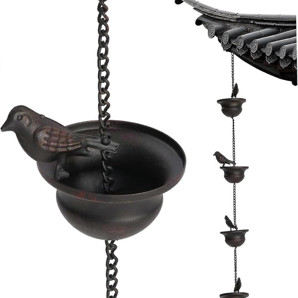 

Дождевая цепь Водосборник уличные дождевые цепи 94,49 дюйма Подвисная 8 поилок для птиц Водосборники