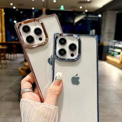 Klare quadratische Telefonhülle mit einfarbigem Rahmen für iPhone 16 Pro Max 15 Pro 14 13 12 11 Stoßfeste transparente weiche TPU-Stoßstangenabdeckung