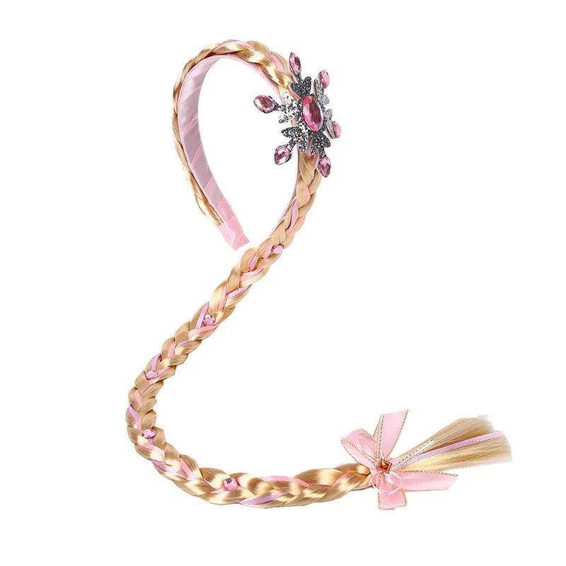 Prinzessin Mädchen Blumen Stirnband Blume Fary Verkleiden Weben Langer Zopf Perücke Stirnband Kinder Halloween Rapunzel Cosplay Kopfschmuck