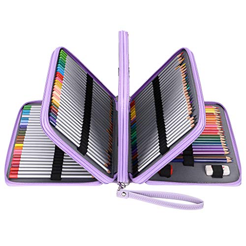 

Sumnacon 202-Piece PU Colored Pencil Case, Large Capacity Pencil Case/Pencil Holder for Colored Pencils, Pens, Rulers, Erasers, Simple and Portable St