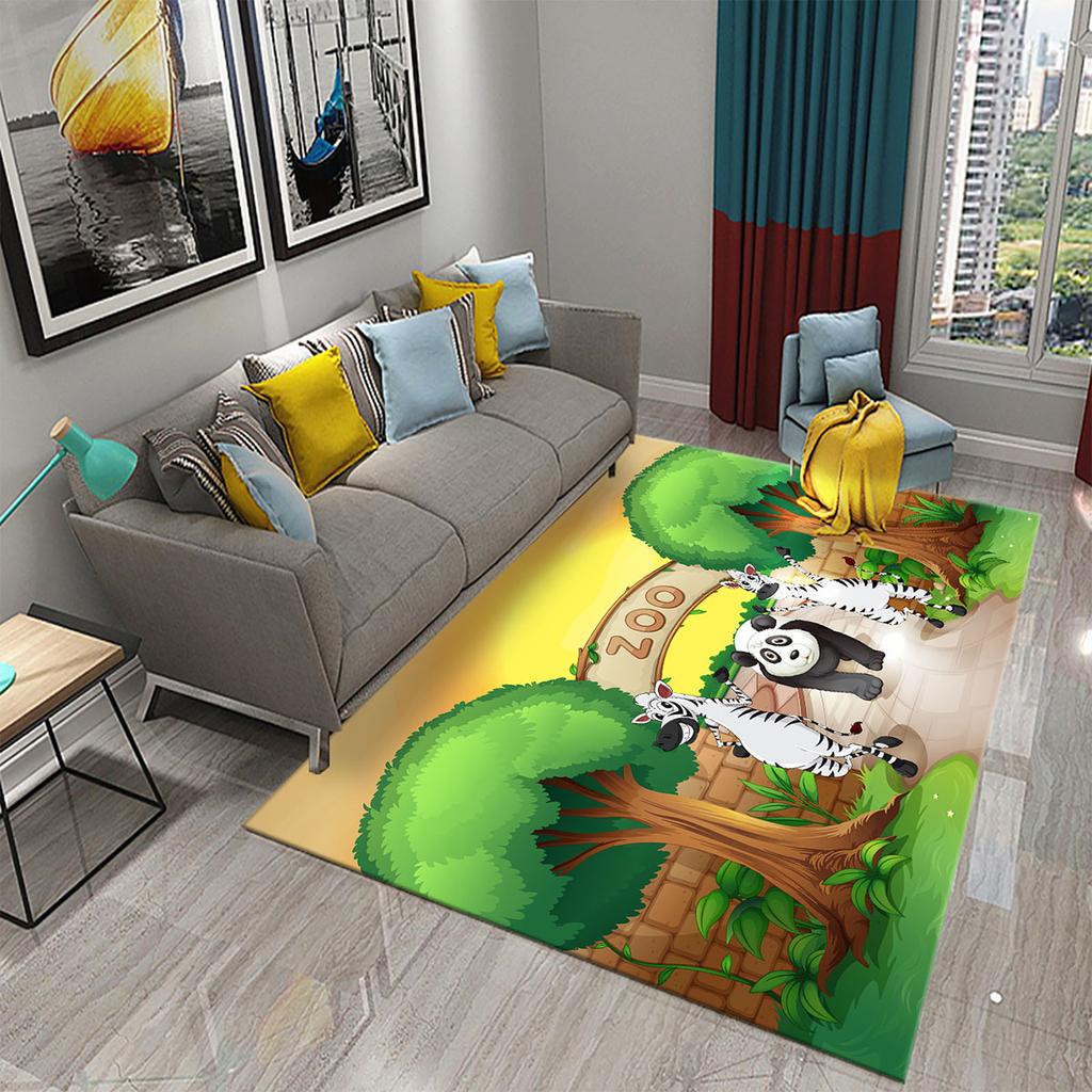 Cartoon Zoo Carpet Cute Animal Flower Rugs Kids Boys Bedroom Non-slip Play Area Mats Home Living Room Kitchen Decor Floor Mat