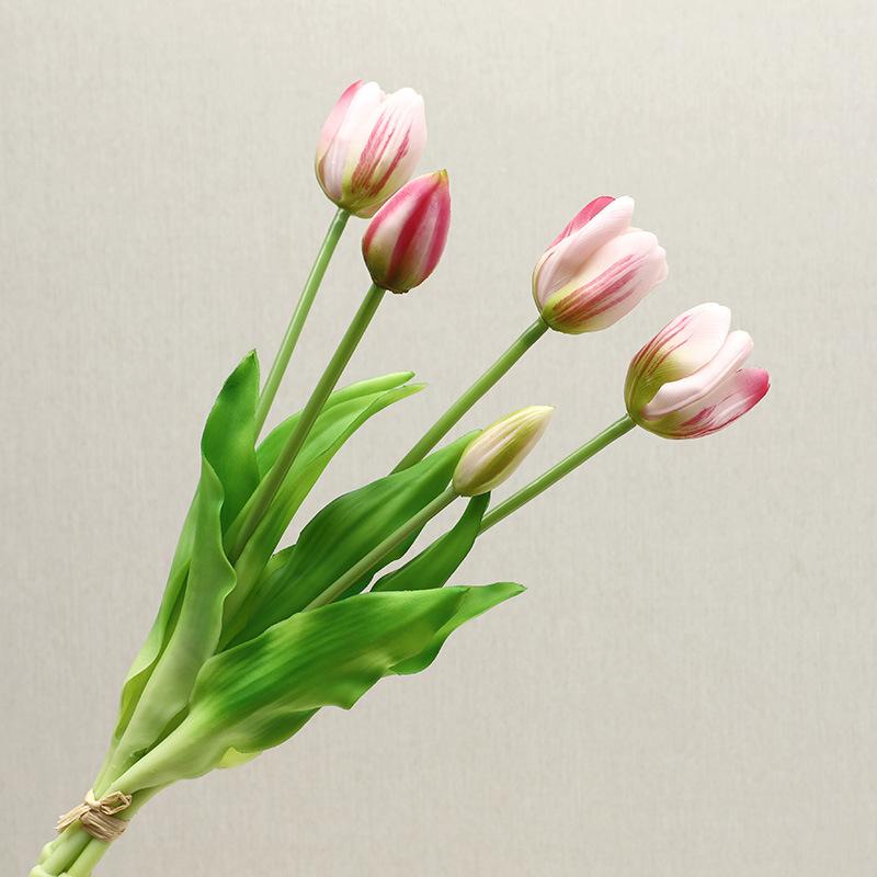 Имитация букета тюльпанов Искусственные цветы с увлажняющим эффектом 5 искусственных цветков тюльпана светло-розовый