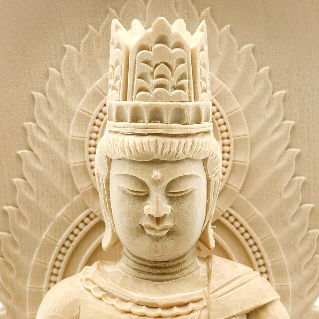 HU Trading Buddha Statue, Dainichi Nyorai, 2.0 inches (total height 18cm, width 10cm, depth 9cm), Vajrayana, circular halo, circular base, made of