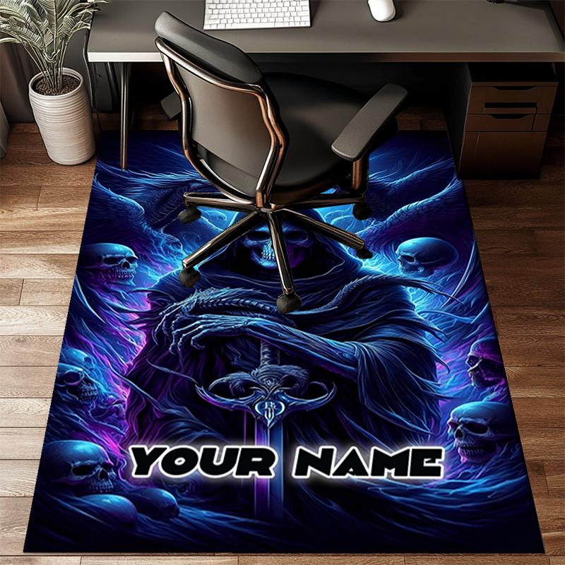 1PC Custom Name Ethereal Death And Skulls Theme Floor Mat Ideal for Living Room, Game Rooms, Office, Bedroom,Floor Mat Playful Design127